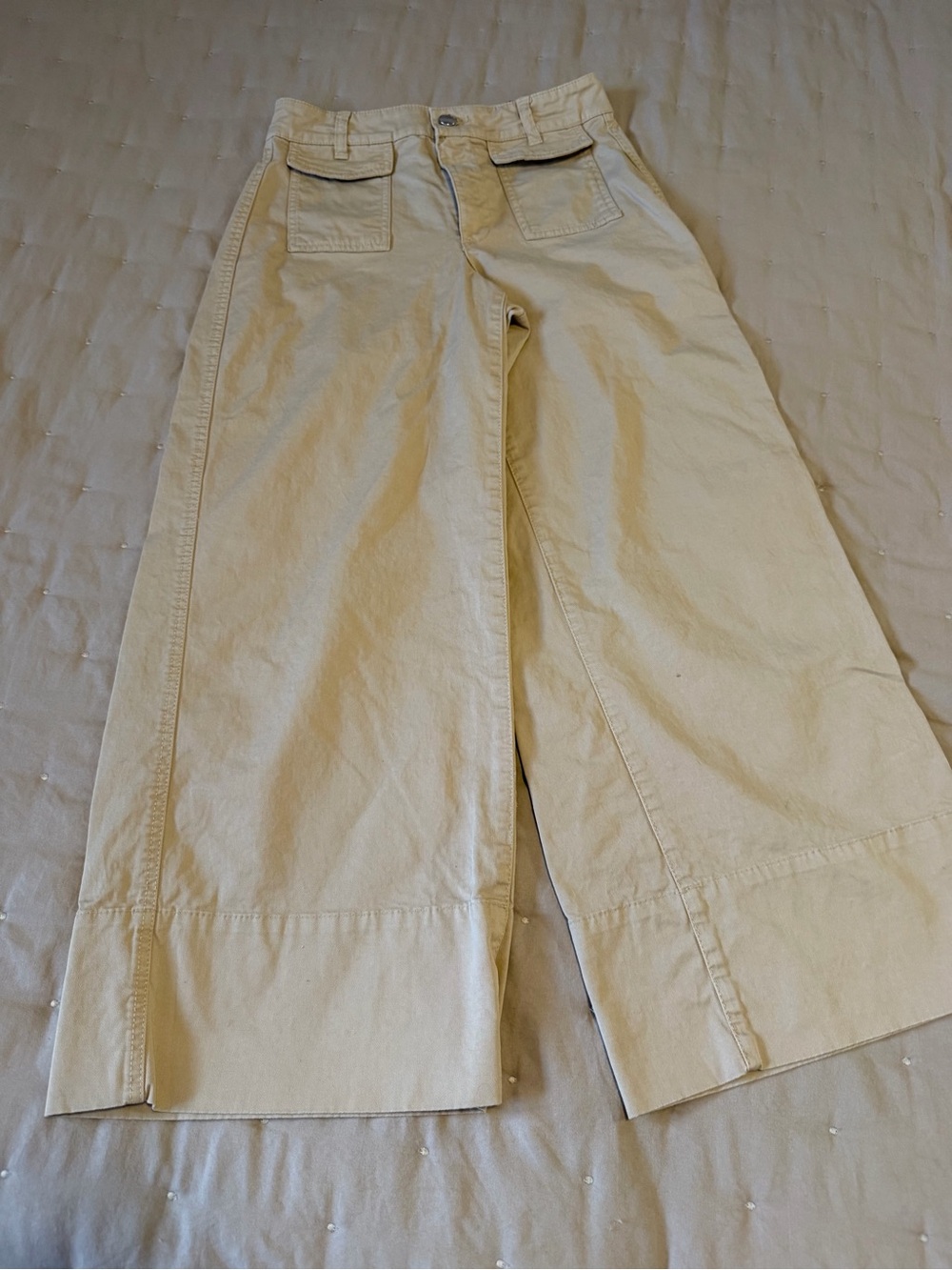 ZARA Khaki Wide Leg Cropped Utility Pants